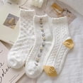 thumbnail image 4 of Calf Socks 5 Pairs for Women 5-10 Cute Crew Vintage Frilly Floral Blossom Design Casual Novelty Cotton Breathable, 4 of 6