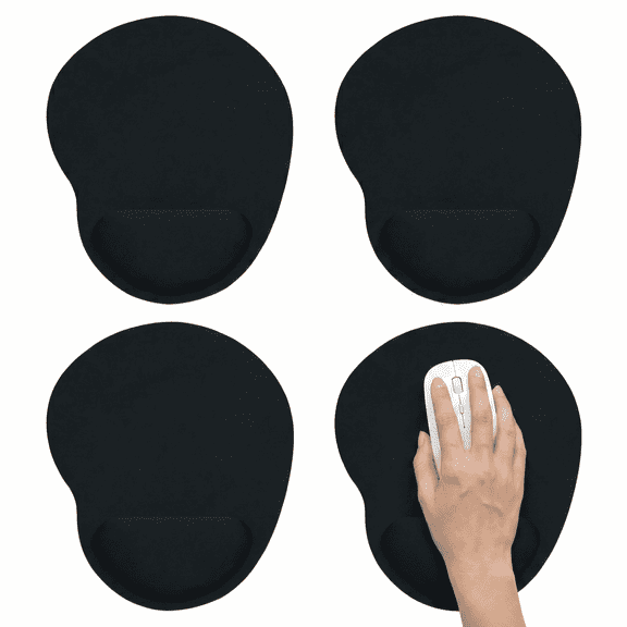 ROSEXIXI Mouse Pad with Wrist Rest 4 Pack Ergonomic Mousepad with Wrist Support Black Non Slip Base Thickened Sponge Carpal Tunnel Pressure Relief Mat for PC Laptop Computer Gaming Office Home Desk