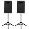 Acoustic Audio BR10 Passive 10" Speaker Pair and Stands 3-Way DJ PA Karaoke Speakers