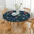 thumbnail image 2 of Elastic Edge Round Tablecloth Featuring Subtle Floral Prints, Made from Water-Resistant Polyester for 44-52 Inch Round Tables, 2 of 6