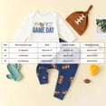 thumbnail image 4 of JUMEYU Baby Boy Clothes Newborn Set Newborn Baby Boy Girl Clothes Outfits Long Sleeve Romper Bodysuit Baby Shower Coming Home Outfit Shirt+Pants+Hat (Blue,6-12 Months), 4 of 5