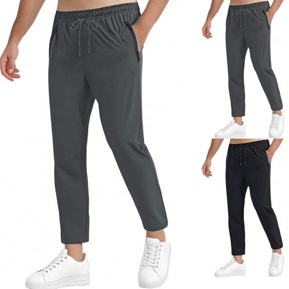 Kcolen Casual Pants for Men Stretch Men's Air Conditioning Sports Trousers Breathable Loose Fit Ice Silk for Summer Outdoor Casual Wear