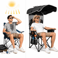 thumbnail image 5 of DKMOCO Camping Chair with Canopy, Outdoor Folding Chair with Adjustable Sun Shade, Heavy Duty Beach Chair with Cup Holder and Side Pocket, Portable Lawn Chair for Adults, Camping, Beach, Patio, Sport, 5 of 17