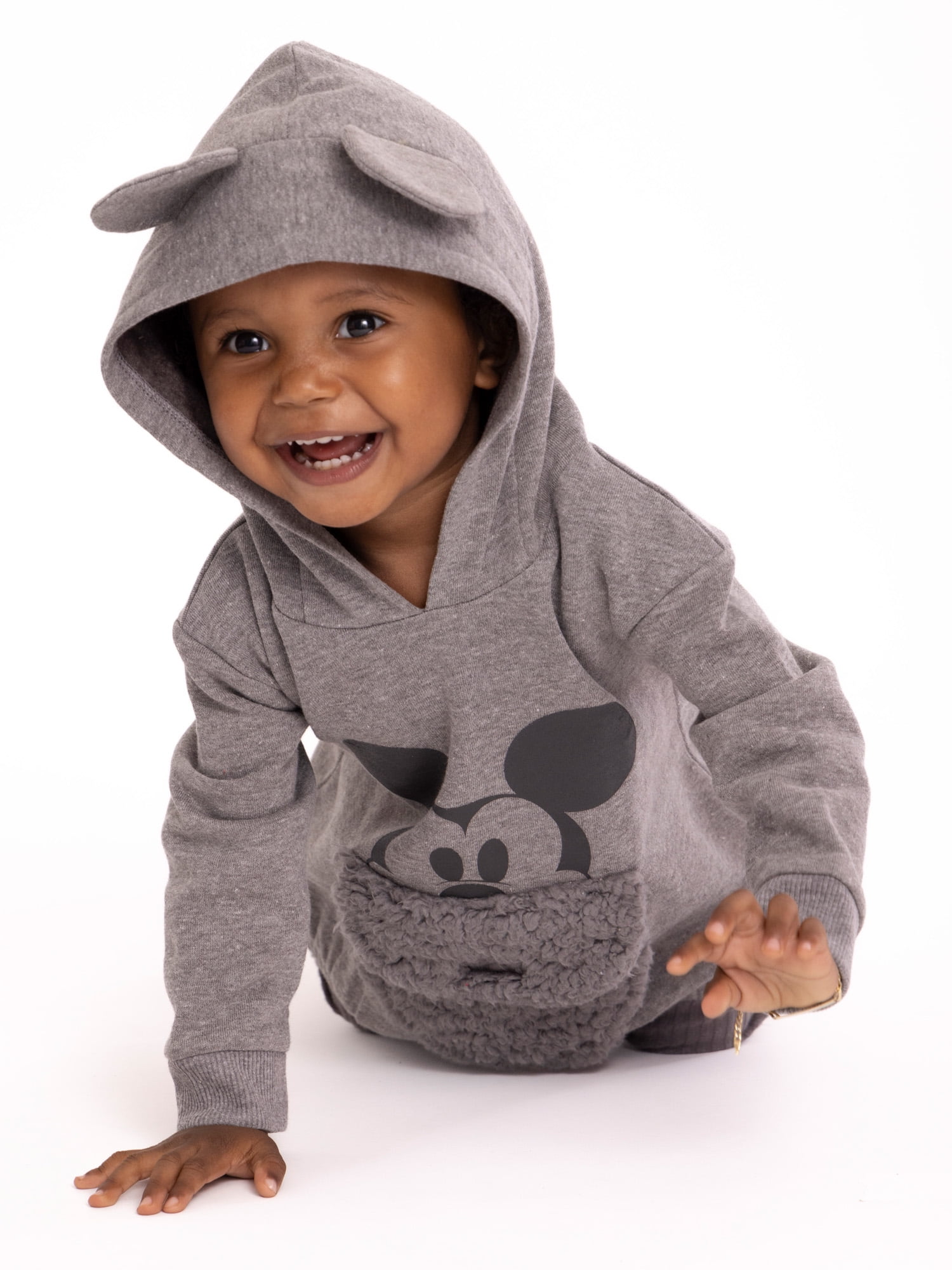 Disney Mickey Mouse Newborn Baby Boys Hooded Bodysuit and Pants, 2-Piece Outfit Set, Sizes 0/3 Months - 24 Months