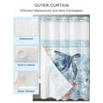 thumbnail image 2 of No Hook Cloth Fabric Shower Curtain with Snap in Liner, Coastal Turtle Waterproof Shower Curtains Set with See Through Top Window, Blue Nautical Starfish Coral Jellyfish Bath Curtains Shower 36"x78", 2 of 6