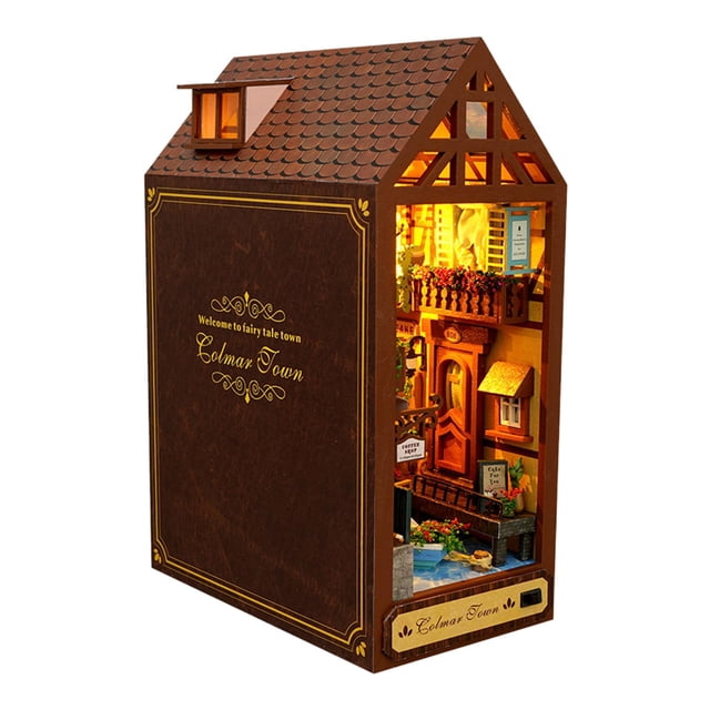 Book Dollhouse DIY de casa en miniatura con luz y muebles para cumpleaños Pueblo Sunnimix Casa de miniaturas