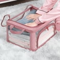 thumbnail image 5 of Large & Small Transparent Fabric Storage Bins with Metal Frame, Collapsible Organizer with Clear Doors for Under-Bed & Closet Storage, Pink/Green/Grey Foldable Design, 5 of 10
