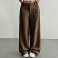 thumbnail image 2 of felwors Barrel Pants for Women High Waisted Corduroy Elastic Waist Trendy Loose Casual Fall Trousers Pants with Pockets Coffee, S, 2 of 5