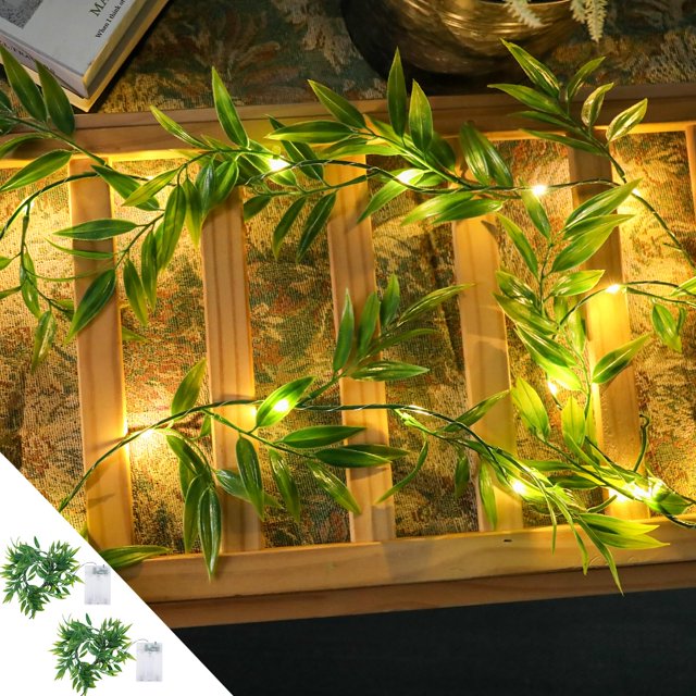Batería Vigdur con forma de hoja verde, paquete de 2 luces, 1,8 m