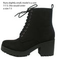 thumbnail image 2 of Soda Women's Faux Suede Combat Lug Block Heel Boot, Black, 5.5 M US, 2 of 4