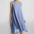 thumbnail image 1 of LOVZFMLL Robes Femmes Couleur Unie Décontractée et Poches en Lin Robe Sans Manches Col Rond, 1 of 6
