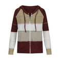 thumbnail image 5 of Yyeselk Womens Full Zip Up Casual Trendy Stripe Color Block Sweater Open Front Cutout Knitted Comfy Lightweight Hooded Long Sleeve Cardigan Outwear Tops Wine L, 5 of 7