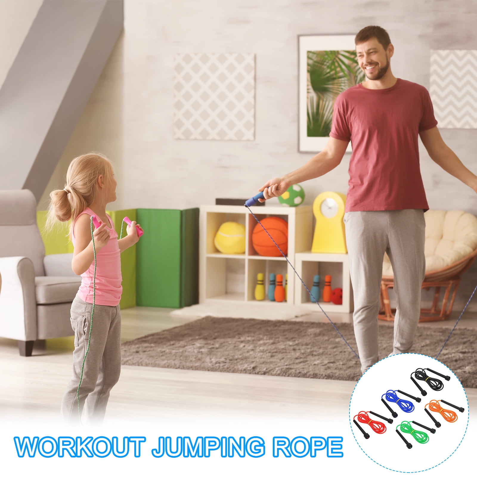 Uxcell Jump Ropes Workout Jumping Rope Adjustable Tangle-Free Skipping Rope Multicolor 10 Pack
