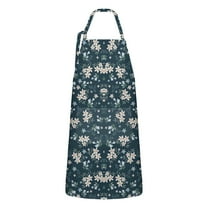 Pioneer Flower Floral Print Pattern Apron-Garden Aprons for Women with Pockets-Cotton Linen Waterproof Kitchen Cooking Gardening Aprons Adjustable for Kitchen,Cooking,BBQ and Salon 33x27 Inch