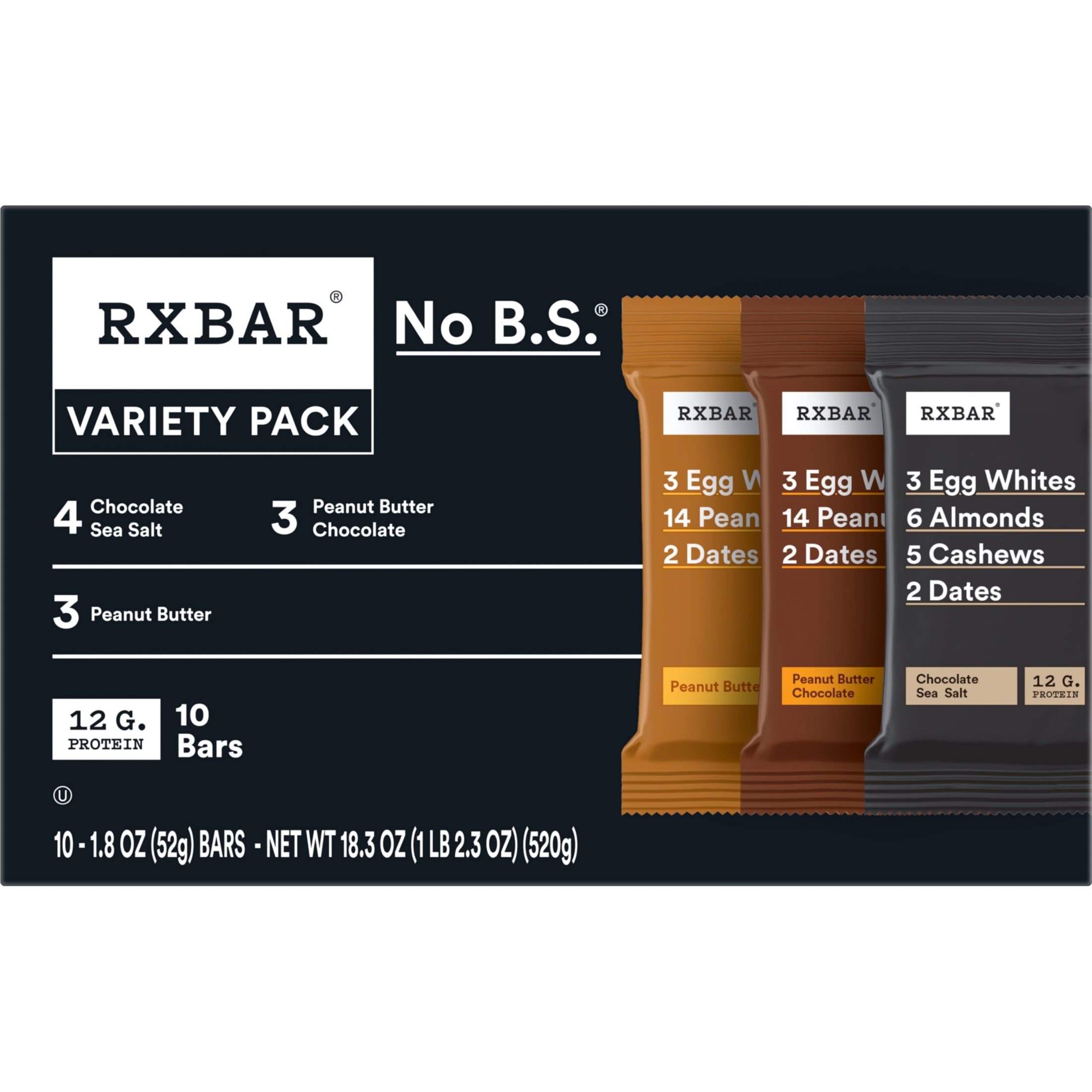 (6 pack) RXBAR, Variety Pack Protein Bars, 10 Count