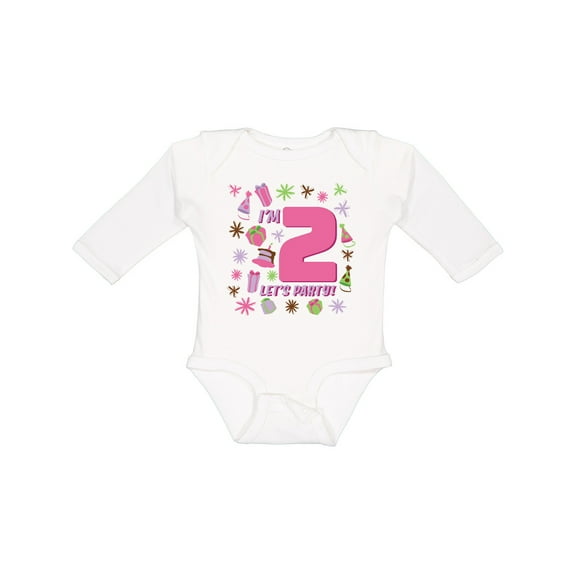 Inktastic I'm Two, Let's Party- 2nd Birthday Girls Long Sleeve Baby Bodysuit