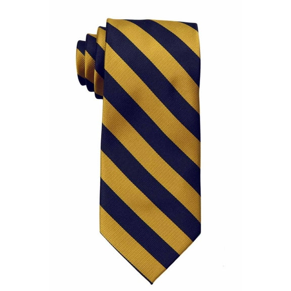 Mens College Striped Necktie Ties - Gold Navy
