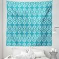 thumbnail image 1 of Floral Tapestry, Folkloric Vintage Flower Petals Pattern Damask Influences Monochrome Print, Fabric Wall Hanging Decor for Bedroom Living Room Dorm, 5 Sizes, Sky Blue and Coconut, by Ambesonne, 1 of 1