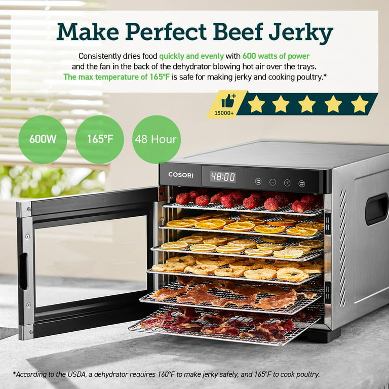 Food Dehydrator for Jerky, 6 Stainless Steel Trays, Walmart