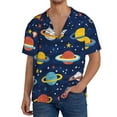 thumbnail image 3 of Wukai Planets and Stars Men's Casual Short-Sleeve Button Down Shirt - Lightweight Summer Dress Shirt for Daily Wear-3X-Large, 3 of 7