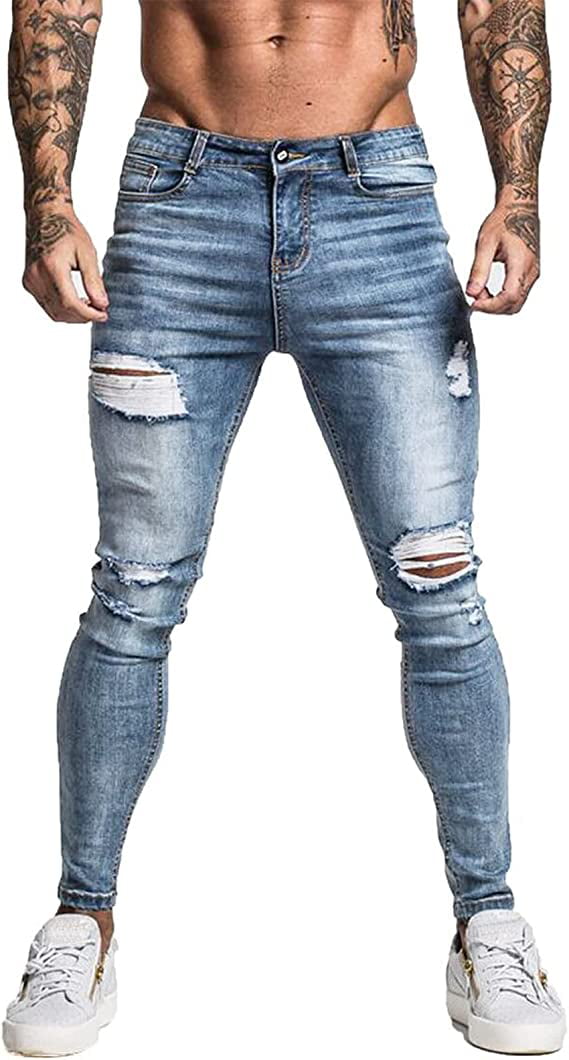Men's Skinny Jeans Men Stretch Ripped Pants Streetwear Casual Denim Jeans |  Fruugo NO