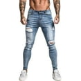 thumbnail image 7 of GINGTTO Men's Skinny Stretch Ripped Tapered Leg Jeans Light Blue, 7 of 7