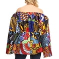thumbnail image 2 of Sakkas Mela Women's Long Sleeve Peplum Off Shoulder Blouse Top in African Ankara - 144-Multi - One Size Regular, 2 of 5