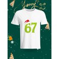 thumbnail image 1 of Fashionable and Personalized 67 Number Christmas Element T-shirt Full of Festival Atmosphere Comfortable and Versatile Christmas Themed Short Sleeve Top, 1 of 6