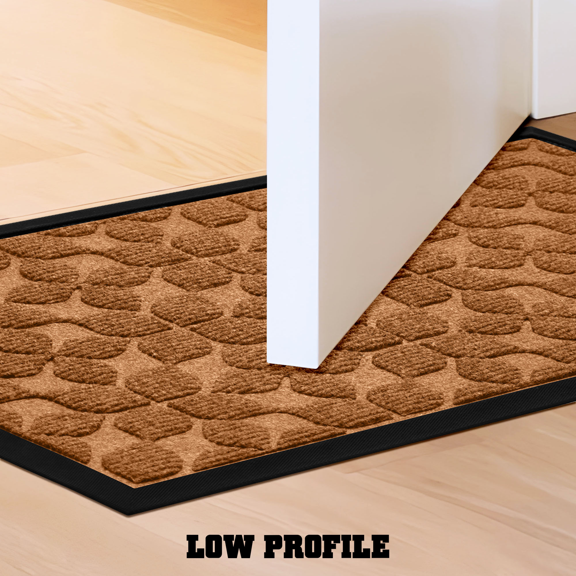 G128 23x35in Brown Leaf Geometric Welcome Mat, Outdoor Front Door Rug for Entryway, Durable Doormat for Porch, Patio, or Indoor/Outdoor Use