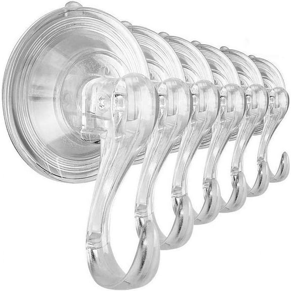 Suction Cup Hooks, 6 Packs Powerful Suction Hooks, Shower Suction Cup Hooks Holder, Heavy Duty Vacuum Suction Hooks, for Bathroom Kitchen Shower Towel Loofah Office Key Bag Coat