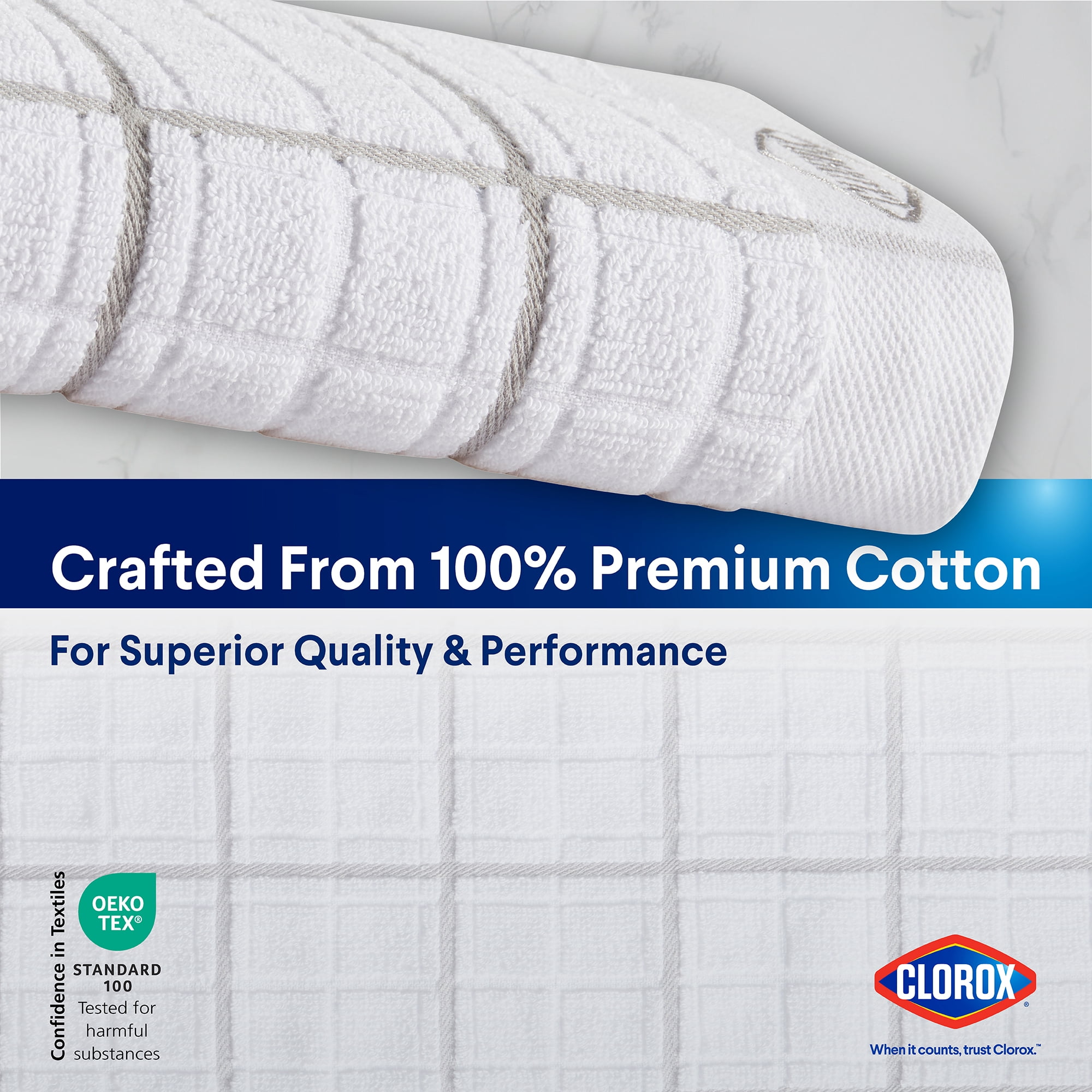 (2 pack) Clorox Cotton Kitchen Towel 1 Pack, Absorbent for Cooking, Drying Dishes, Cleaning - (26" x 16") Gray