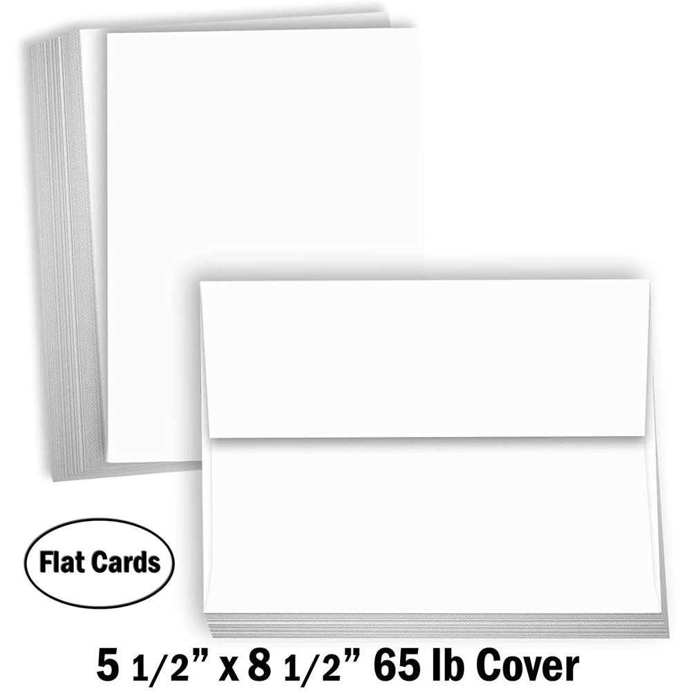 Hamilco Blank Cards and Envelopes White Cardstock Paper 5.5" x 8.5