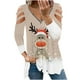 thumbnail image 2 of Puntoco Blusa de manga corta con cuello en V a la moda para mujer con cremallera y estampado navideño Puntoco Puntoco-5721, 2 of 5