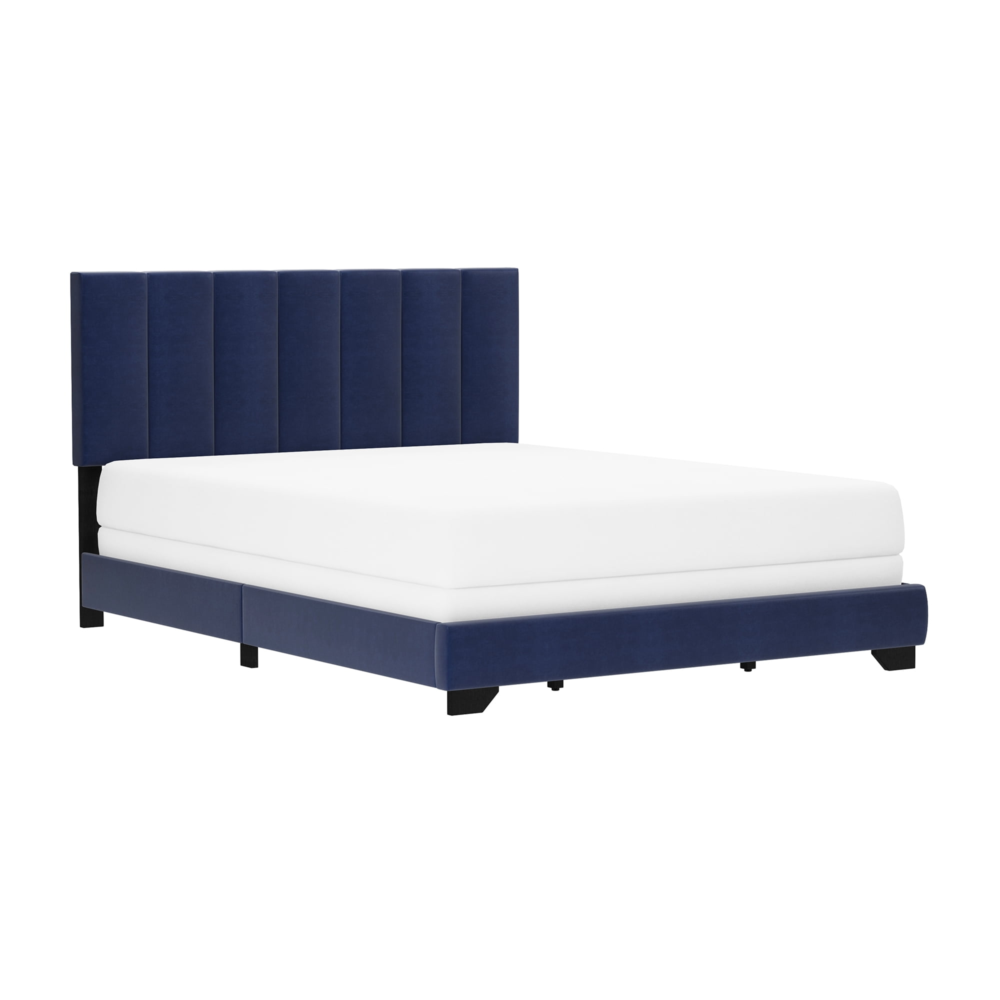 Reece Channel Stitched Upholstered Queen Bed, Sapphire Blue, by Hillsdale Living Essentials