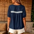 thumbnail image 5 of LEKWK Linen Shirts for Women Lace Short Sleeve Button Down Shirt Loose Fit Casual V Neck Going Out Tops Summer Fashion Beach Vacation Clothes, 5 of 5