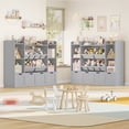 thumbnail image 4 of Hiphuta 3-tier 55"in Large Kids Bookcase with Toy Storage Organizer, Wood Toy Organizer of 6 Boxes & 4 Removable Drawers, Gray, 4 of 8
