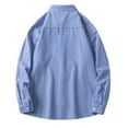 thumbnail image 4 of felwors Mens Striped Trendy Long Sleeve Shirt Lightweight Casual Button Front Shirt Blue for Size M, 4 of 4