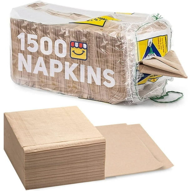 Kraft Brown Paper Napkins, Eco Friendly, Post Consumer Recycled Napkins Unbleached Cocktail