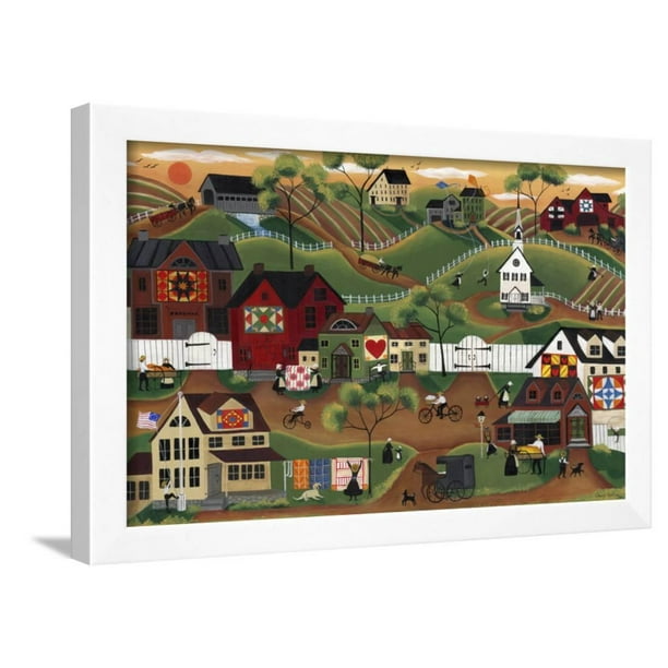 Amish Quilt Village Framed Print Wall Art By Cheryl Bartley Walmart Com Walmart Com