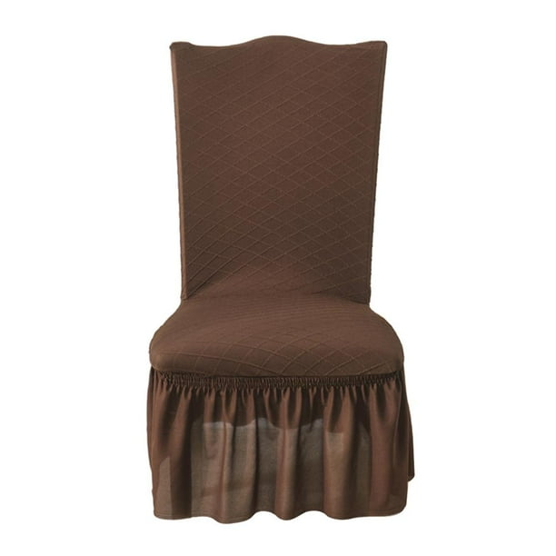 Fundas elásticas para sillas Jacquard para sillas de boda funda café oscuro Zulema Cubierta de sillas de comedor elástica