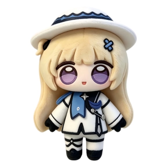 Luyimi 9.06" Anime Cotton Doll, Cute Cartoon Blonde Girl Plush Doll with Hat & Uniform Outfit, Soft Stuffed Anime Doll, Collectible Cute Dolls for Teens Bedroom Decor Birthday Gifts