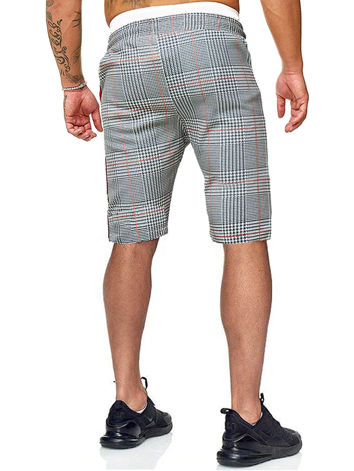 Men Glen Plaid Drawstring Shorts L(8/10 