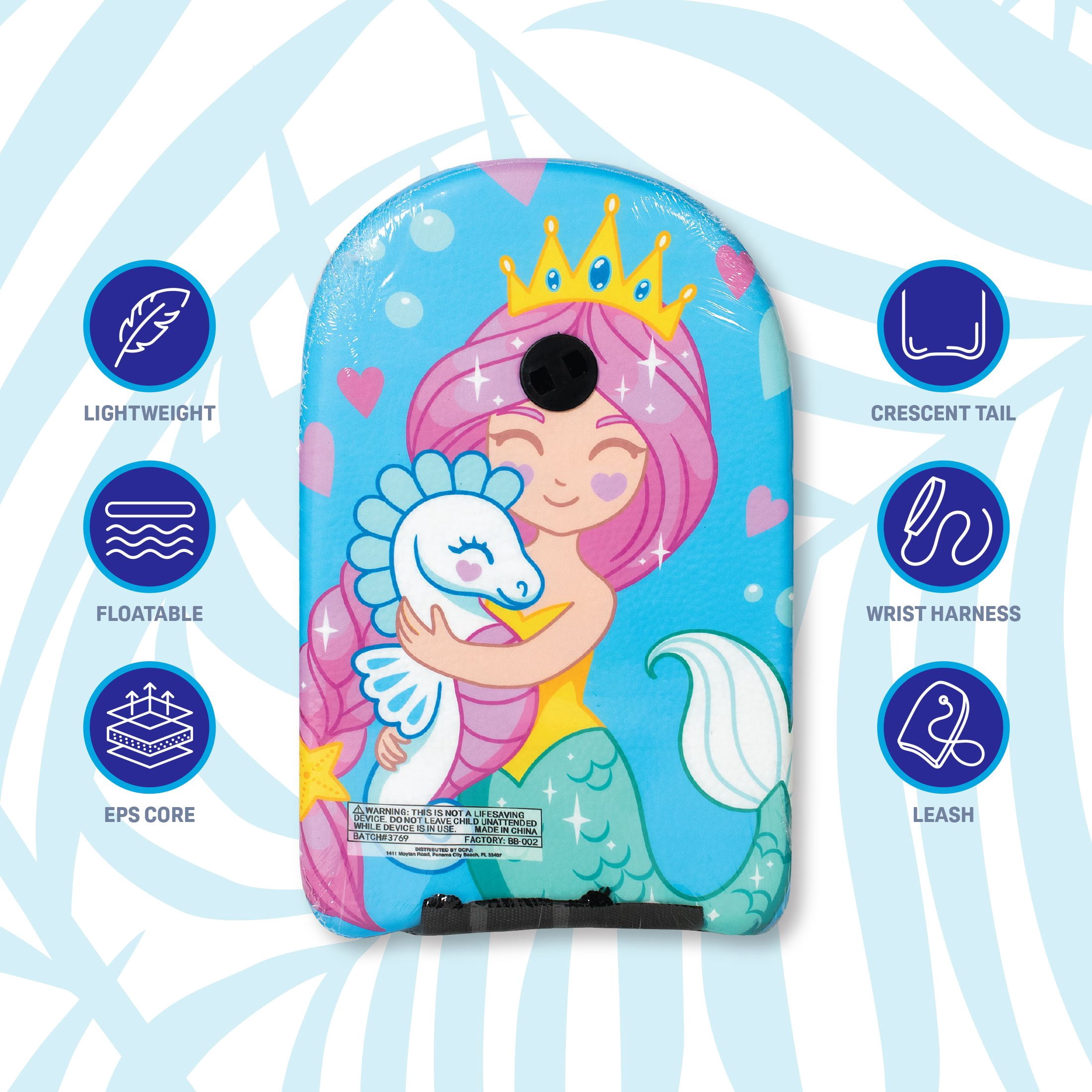 Bluewater Beach 18" Foam Bodyboard Ages 3+, Mermaid Print