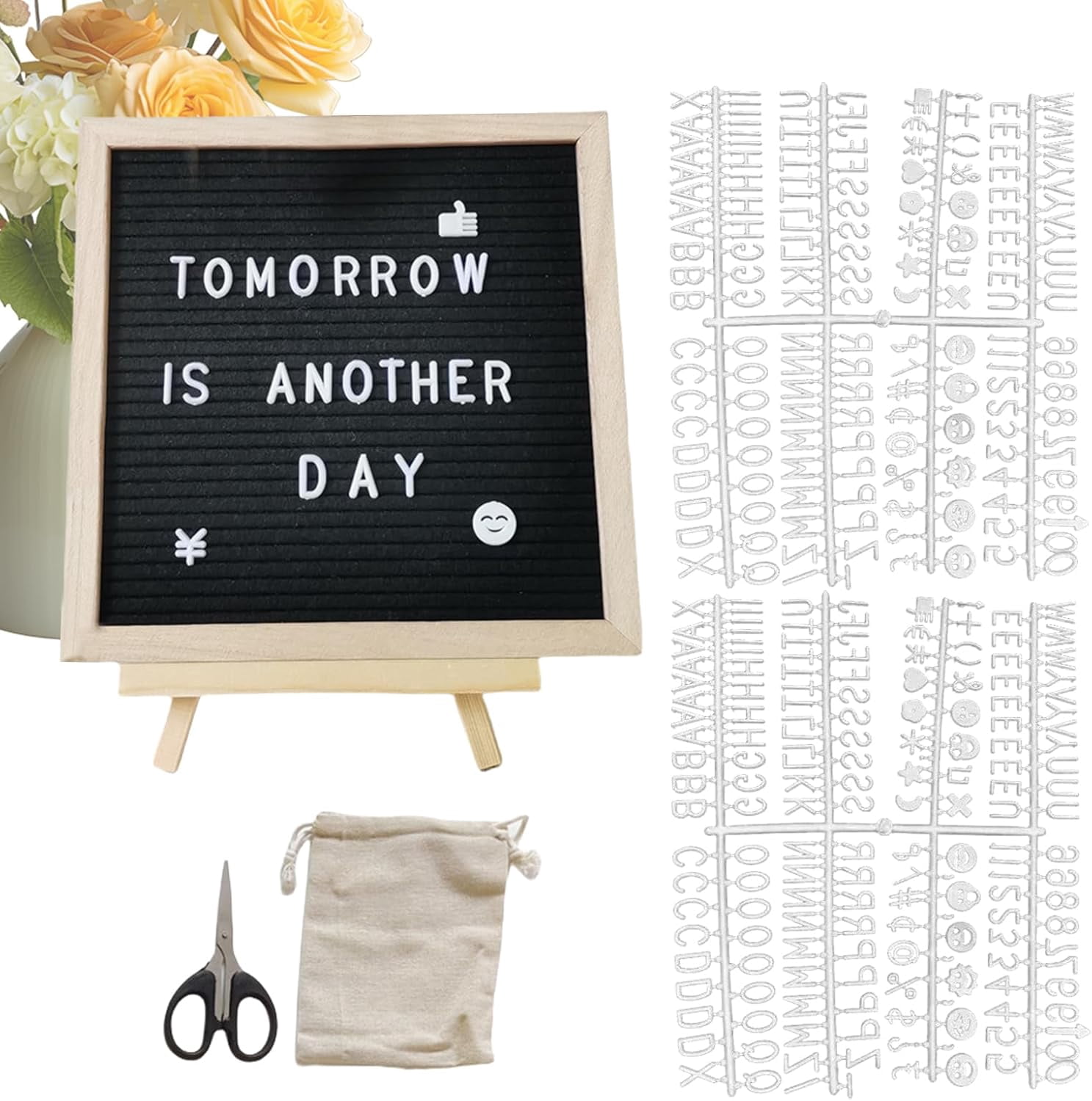 Felt Letter Board, 9.84x9.84 Inch Changeable Message Board, with 340 Letters, Numbers & Symbols for Classroom, Hospital, Café, Wedding, Home, Birthday Display