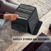 alavisxf xx Vinyl Record Storage Box for -7inch Records Crate Holds up to 60 records, Black