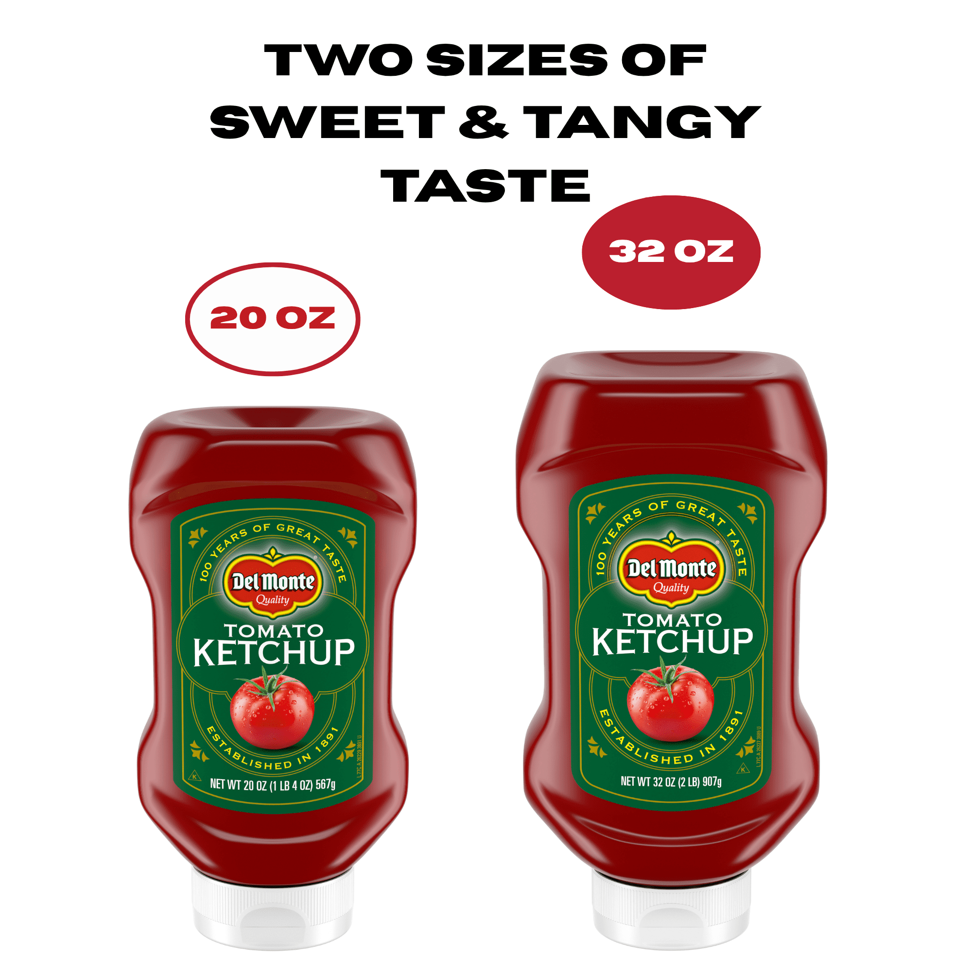 (2 pack) Del Monte Tomato Ketchup, Gluten Free, 32 oz Squeeze Bottle, Sweet Tangy Flavor