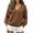 Brown, variant on Sweater for Women V-Neck Scalloped Trim Pullover Top Long Sleeve Relaxed Fit Casual Fall Pullover