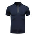 thumbnail image 4 of Blusa y camisa de manga corta con cuello vuelto para hombre, color liso, informal, elástica, con cremallera, deportiva, de manga corta, con cuello vuelto, para hombre, tops de poliéster, 4 of 4