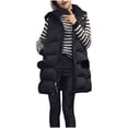 thumbnail image 2 of Brnmxoke Long Puffer Vest for Women 2023 Cotton Padded Sleeveless Puffy Jacket Warm Plus Size Quilted Puffer Vest Gilets Fall Winter Waistcoat, 2 of 8