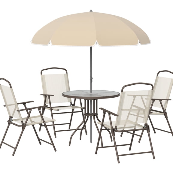 Patio Set with Folding Chairs and Glass Table / Easy to Carry and Use
